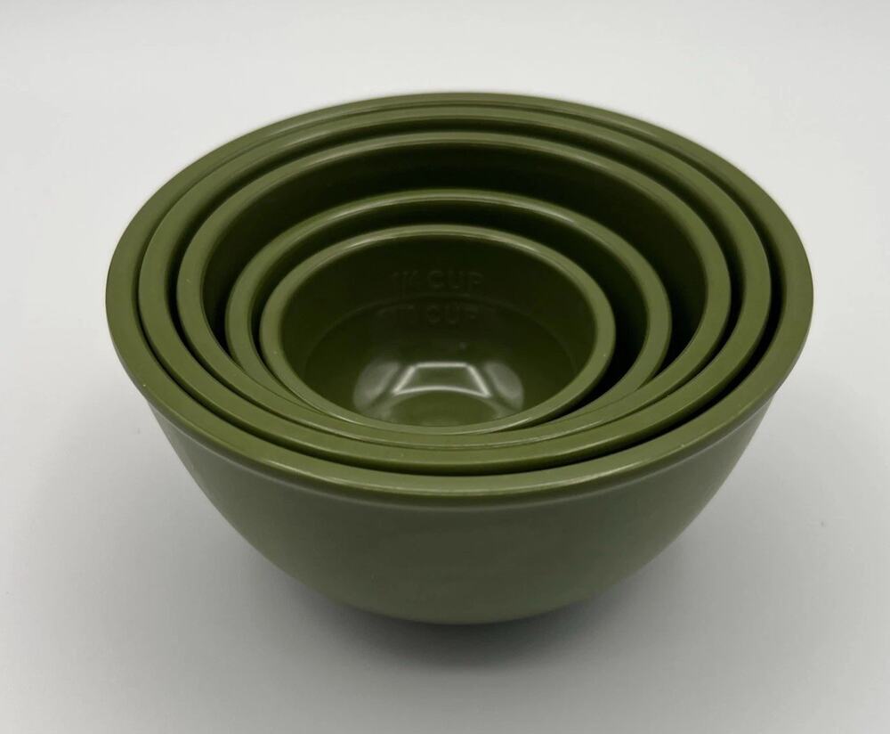 Vintage Melamine Nesting Measuring Cups Green Set Of 5 Palm Nice 1/4 Cup - 2 cup